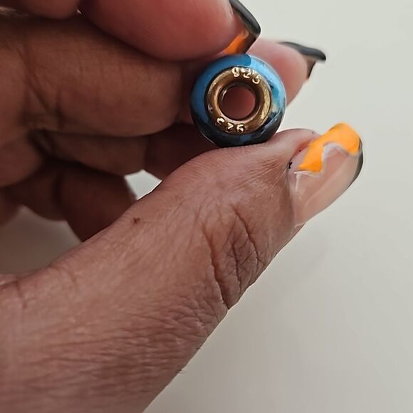 Murano Glass Bead 925 Blue/ Black - Picture 12 of 16